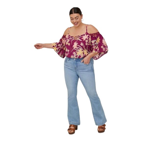 Torrid Challis Crochet Trim Cold Lace-Up Shoulder Size 5X for Women's - Picture 1 of 10